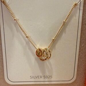 Elegant S925  Gold Triple Ring Women’s Necklace